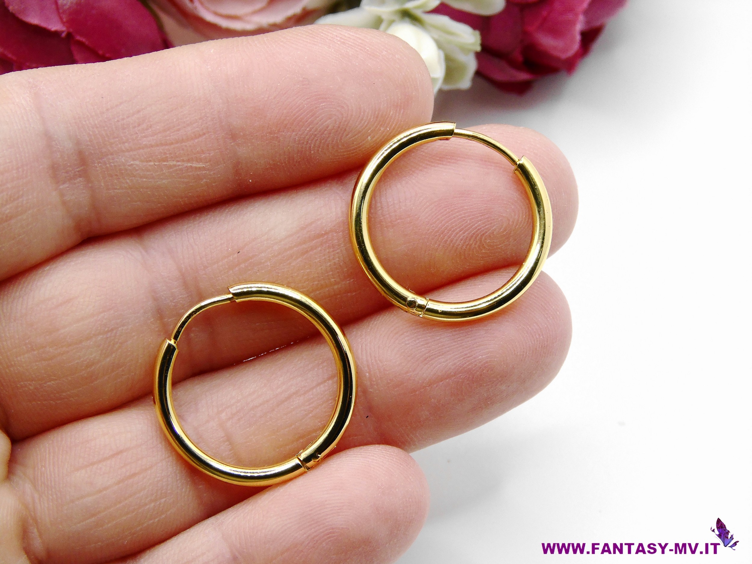 Base orecchino a cerchio 20mm - Acciaio oro