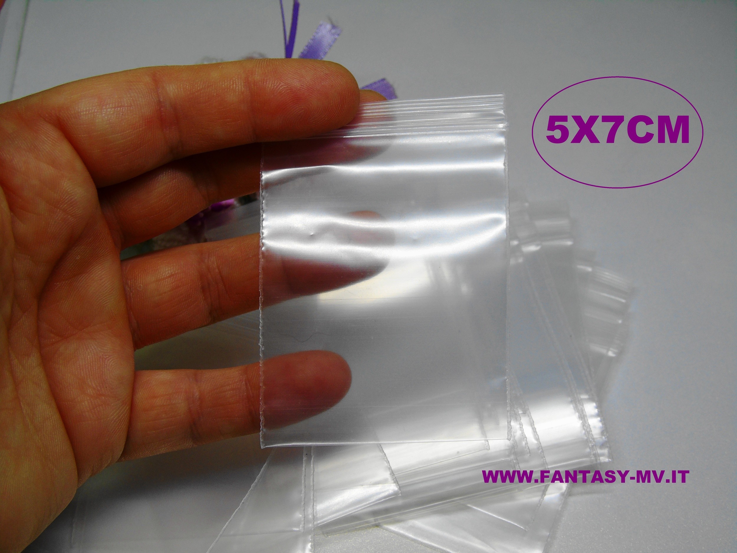 Sacchettini trasparenti con chiusura ermetica 5x7cm Confezionamento 