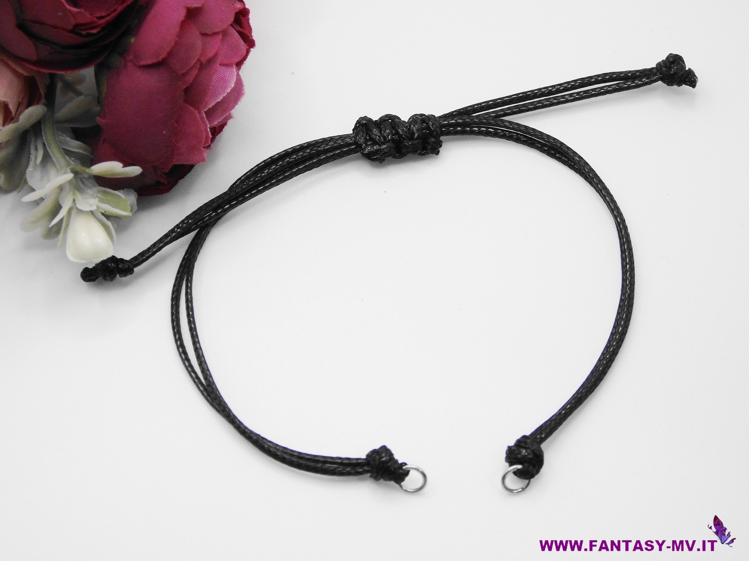 Base pronta per bracciale con chiusura a macrame - Nera