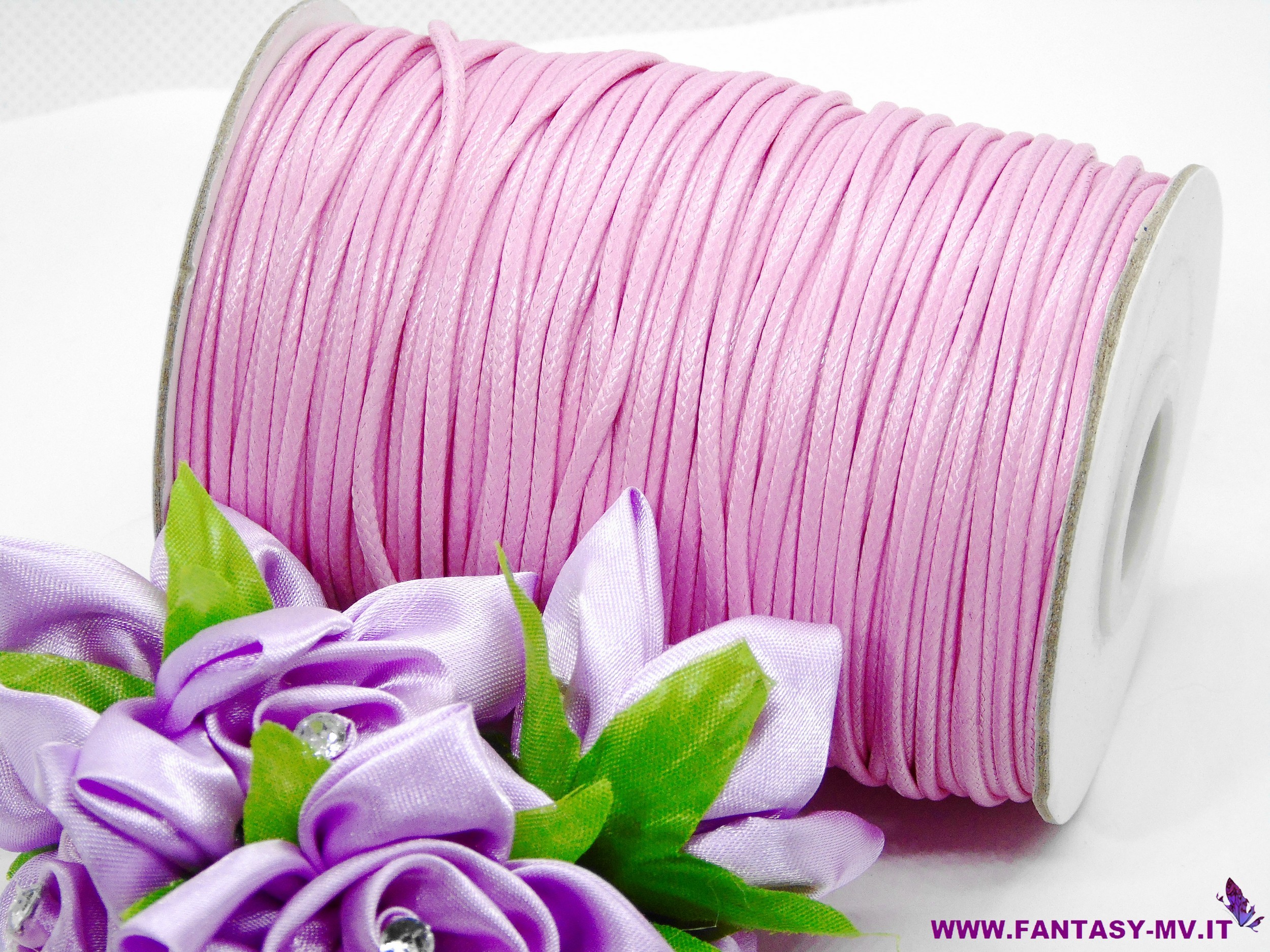 Cordoncino in cotone cerato lucido 2mm - Rosa Componenti per la creazione  di bigiotteria 