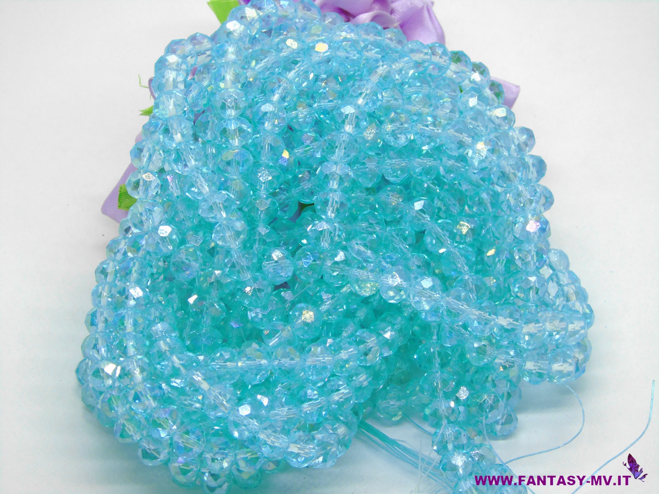 Mezzi cristalli in vetro 6x4mm - Azzurro Cielo Trasparente AB