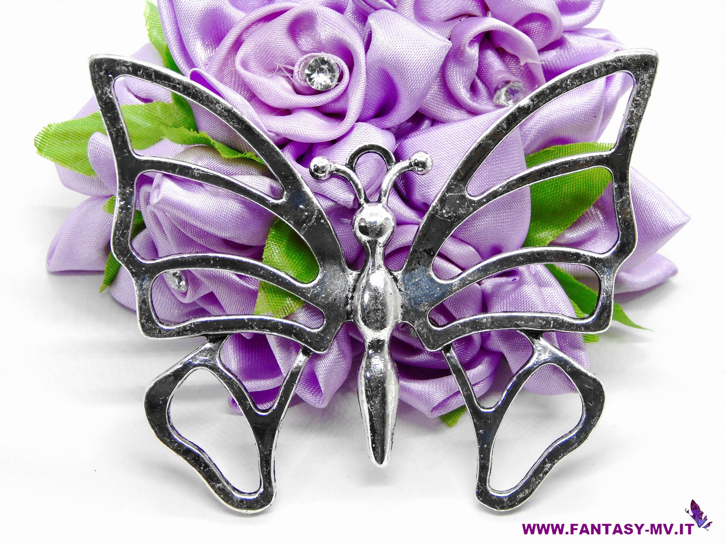 Pendente Farfalla Maxi 70x80mm - Argento Anticato