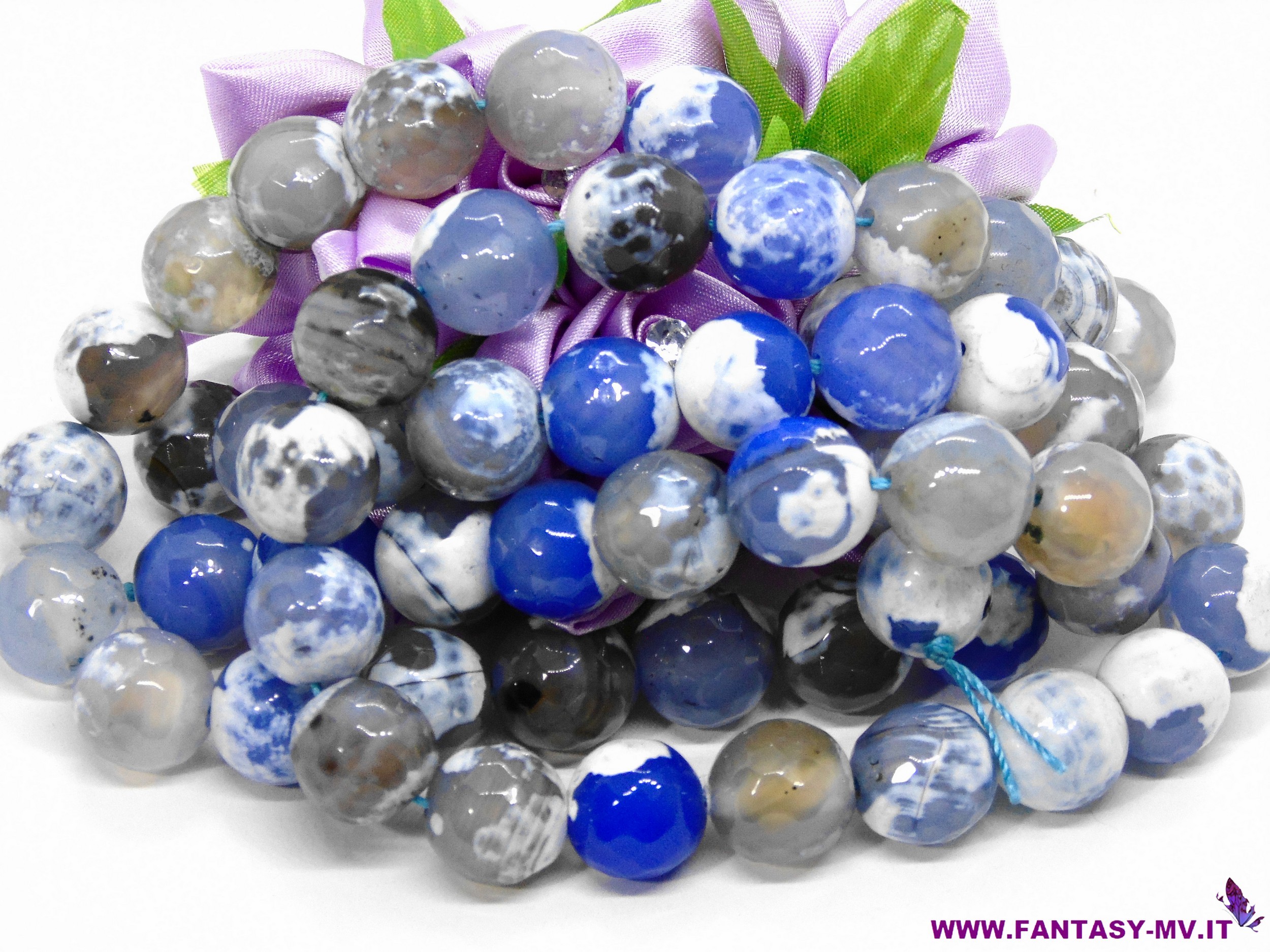 Agata colorata sfera sfaccettata 14mm - Toni del Blu