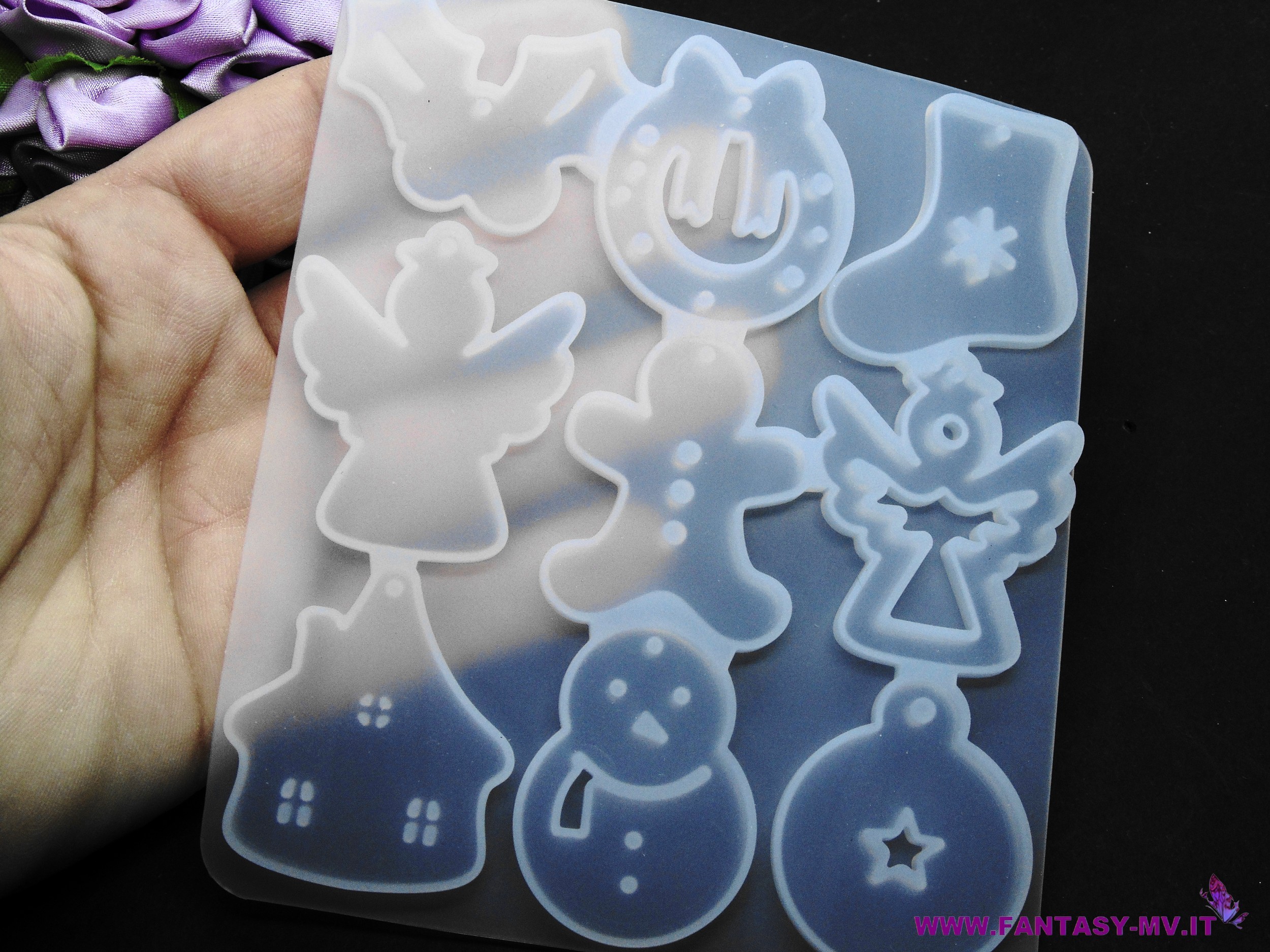 Stampi In Silicone Per Decorazioni Natalizie Fai Da Te | Set Da 5 Pezzi Per Resina Epossidica | Ideali Per Ciondoli E Ornamenti